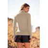 imagePRETTYGARDEN Womens Fall Fashion Turtleneck Pullover Sweaters Casual Long Sleeve Cable Knit Fitted Jumper Tops KhakiMedium
