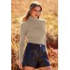 imagePRETTYGARDEN Womens Fall Fashion Turtleneck Pullover Sweaters Casual Long Sleeve Cable Knit Fitted Jumper Tops KhakiMedium