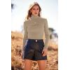 imagePRETTYGARDEN Womens Fall Fashion Turtleneck Pullover Sweaters Casual Long Sleeve Cable Knit Fitted Jumper Tops KhakiMedium