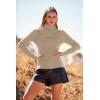 imagePRETTYGARDEN Womens Fall Fashion Turtleneck Pullover Sweaters Casual Long Sleeve Cable Knit Fitted Jumper Tops KhakiMedium