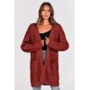 imagePRETTYGARDEN Womens Fall Open Front Chunky Cardigans Casual Long Sleeve Cable Knit Sweater Coat Outerwear
