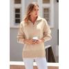 imagePRETTYGARDEN Womens Fall Oversized Sweaters Long Sleeve Casual 14 Zip Up Sweatshirts Pullover Tops BlouseApricot
