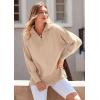 imagePRETTYGARDEN Womens Fall Oversized Sweaters Long Sleeve Casual 14 Zip Up Sweatshirts Pullover Tops BlouseApricot