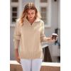 imagePRETTYGARDEN Womens Fall Oversized Sweaters Long Sleeve Casual 14 Zip Up Sweatshirts Pullover Tops BlouseApricot