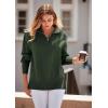 imagePRETTYGARDEN Womens Fall Oversized Sweaters Long Sleeve Casual 14 Zip Up Sweatshirts Pullover Tops BlouseArmy Green
