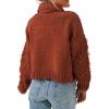 imagePRETTYGARDEN Womens Fall Turtleneck Sweaters Casual Long Sleeve Pullover Ribbed Knit Sweater Top BlouseBrown