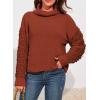 imagePRETTYGARDEN Womens Fall Turtleneck Sweaters Casual Long Sleeve Pullover Ribbed Knit Sweater Top BlouseBrown