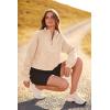 imagePRETTYGARDEN Womens Fashion Zip Up Sweatshirt Casual Long Sleeve Lapel Pullover Cropped Top Fall Clothes Beige
