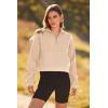 imagePRETTYGARDEN Womens Fashion Zip Up Sweatshirt Casual Long Sleeve Lapel Pullover Cropped Top Fall Clothes Beige