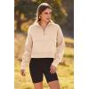 imagePRETTYGARDEN Womens Fashion Zip Up Sweatshirt Casual Long Sleeve Lapel Pullover Cropped Top Fall Clothes Beige
