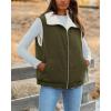 imagePRETTYGARDEN Womens Fleece Vest Jacket 2024 Fall Sleeveless Sherpa Puffer Outfits Zip Up Winter Coat Outerwear Army GreenMedium