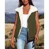 imagePRETTYGARDEN Womens Fleece Vest Jacket 2024 Fall Sleeveless Sherpa Puffer Outfits Zip Up Winter Coat Outerwear Army GreenMedium