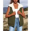 imagePRETTYGARDEN Womens Fleece Vest Jacket 2024 Fall Sleeveless Sherpa Puffer Outfits Zip Up Winter Coat Outerwear Army GreenMedium