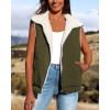 imagePRETTYGARDEN Womens Fleece Vest Jacket 2024 Fall Sleeveless Sherpa Puffer Outfits Zip Up Winter Coat Outerwear Army GreenMedium
