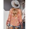 imagePRETTYGARDEN Womens Floral Ruffled Tunic Blouse Tie V Neck Casual Long Sleeve Babydoll Peplum Tops01OrangeLarge