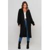 imagePRETTYGARDEN Womens Long Cardigan Sweaters Casual Lantern Sleeve Open Front Side Slit Cable Knit Coat Outerwear BlackMedium