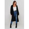 imagePRETTYGARDEN Womens Long Cardigan Sweaters Casual Lantern Sleeve Open Front Side Slit Cable Knit Coat Outerwear BlackMedium