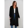 imagePRETTYGARDEN Womens Long Cardigan Sweaters Casual Lantern Sleeve Open Front Side Slit Cable Knit Coat Outerwear BlackMedium