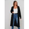 imagePRETTYGARDEN Womens Long Cardigan Sweaters Casual Lantern Sleeve Open Front Side Slit Cable Knit Coat Outerwear BlackMedium