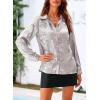 imagePRETTYGARDEN Womens Long Sleeve Button Down Shirts Collared V Neck Sparkly Glitter Shiny Dressy Fashion Party Blouse Tops WhiteMedium
