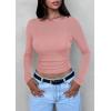 imagePRETTYGARDEN Womens Long Sleeve Sheer Crop Tops Boat Neck See Through Cover Up with Spaghetti Strap Camisole 2 Piece Blouses Dusty PinkMedium