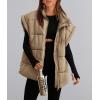 imagePRETTYGARDEN Womens Puffer Vest Fall Casual Stand Collar Lightweight Sleeveless Zip Up Padded Jackets Outerwear