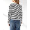 imagePRETTYGARDEN Womens Striped Cardigan Jacket Casual Long Sleeve Knit Button Down Shirts Fall Winter Outerwear WhiteMedium