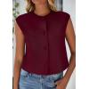 imagePRETTYGARDEN Womens Suit Vest Crop Tops Spring Summer Dressy Business Casual Work Office Clothes Trendy Blazer WaistcoatWine Red