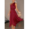 imagePRETTYGARDEN Womens Summer Long Satin Dress One Shoulder Sleeveless Ruched Twist Flowy Maxi DressesWine Red