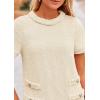 imagePRETTYGARDEN Womens Summer Tweed Short Dress Crewneck Short Sleeve A Line Mini Casual Elegant Cute Party Vintage Dresses WhiteLarge