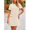 imagePRETTYGARDEN Womens Summer Tweed Short Dress Crewneck Short Sleeve A Line Mini Casual Elegant Cute Party Vintage Dresses WhiteLarge