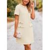 imagePRETTYGARDEN Womens Summer Tweed Short Dress Crewneck Short Sleeve A Line Mini Casual Elegant Cute Party Vintage Dresses WhiteLarge