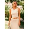 imagePRETTYGARDEN Womens Summer Two Piece Outfits Ribbed Crewneck Sleeveless Cropped Tank Tops and Bodycon Midi Skirt Matching Set