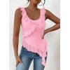 imagePRETTYGARDEN Womens Y2K Going Out Crop Top Summer Sleeveless Asymmetrical Mesh Tank Top Fitted Party Tops