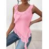 imagePRETTYGARDEN Womens Y2K Going Out Crop Top Summer Sleeveless Asymmetrical Mesh Tank Top Fitted Party Tops