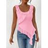 imagePRETTYGARDEN Womens Y2K Going Out Crop Top Summer Sleeveless Asymmetrical Mesh Tank Top Fitted Party Tops