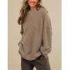 imagePRTTYGARDEN Womens Long Sleeve Tops 2025 Spring Loose Crewneck Sweatshirt Trendy Casual Ribbed Pullover Knit Outfit
