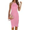 imagePRETTYGARDEN Women Bodycon Midi Dress 2026 Summer Spring Casual Vacation Sundress Fitted Sleeveless Tank DressesSolid Pink