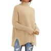 imagePRETTYGARDEN Womens 2023 Oversized Turtleneck Sweater Casual Long Sleeve Chunky Knit Pullover Winter Tops BlouseApricot