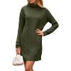 imagePRETTYGARDEN Womens 2024 Turtleneck Pullover Sweaters Casual Long Sleeve Plain Winter Knit Sweater Dress Army GreenMedium
