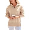 imagePRETTYGARDEN Womens Fall Oversized Sweaters Long Sleeve Casual 14 Zip Up Sweatshirts Pullover Tops BlouseApricot