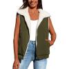 imagePRETTYGARDEN Womens Fleece Vest Jacket 2024 Fall Sleeveless Sherpa Puffer Outfits Zip Up Winter Coat Outerwear Army GreenMedium
