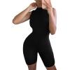 imagePRETTYGARDEN Womens Summer Bodycon Jumpsuits Casual Sleeveless One Piece Stretchy Tank Slim Fit Romper Shorts BlackMedium