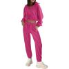 imagePRETTYGARDEN Womens Winter 2 Piece Outfits Fleece Sweatsuits Set Half Zip Cropped Sweatshirt Pullover Sweatpants Tracksuit