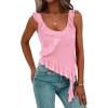 imagePRETTYGARDEN Womens Y2K Going Out Crop Top Summer Sleeveless Asymmetrical Mesh Tank Top Fitted Party Tops