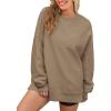 imagePRTTYGARDEN Womens Long Sleeve Tops 2025 Spring Loose Crewneck Sweatshirt Trendy Casual Ribbed Pullover Knit Outfit