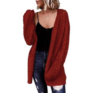 imagePRETTYGARDEN Womens Fall Open Front Chunky Cardigans Casual Long Sleeve Cable Knit Sweater Coat Outerwear