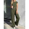 imagePRETTYGARDEN 2 Piece Lounge Sets For Women 2026 Summer Casual Outfits Cap Sleeve Belted Crop Tops Wide Palazzo Leg PantsArmy Green
