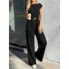 imagePRETTYGARDEN 2 Piece Lounge Sets For Women 2026 Summer Casual Outfits Cap Sleeve Belted Crop Tops Wide Palazzo Leg PantsBlack