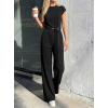 imagePRETTYGARDEN 2 Piece Lounge Sets For Women 2026 Summer Casual Outfits Cap Sleeve Belted Crop Tops Wide Palazzo Leg PantsBlack